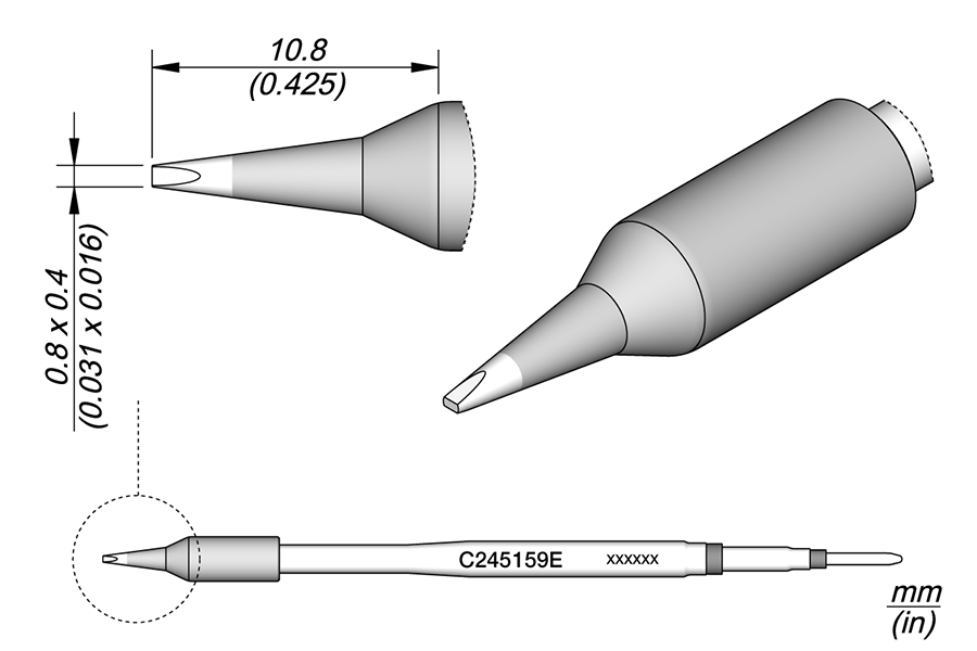 C245159E - Chisel Cartridge 0.8 x 0.4